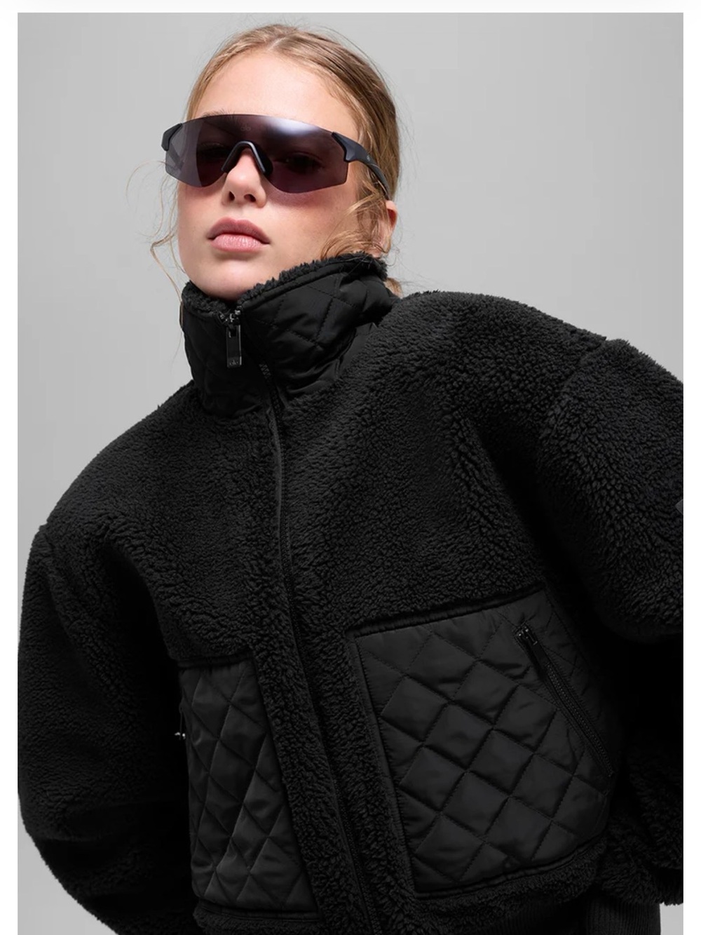 ALO Yoga Black Quilted Sherpa Puffer Jacket